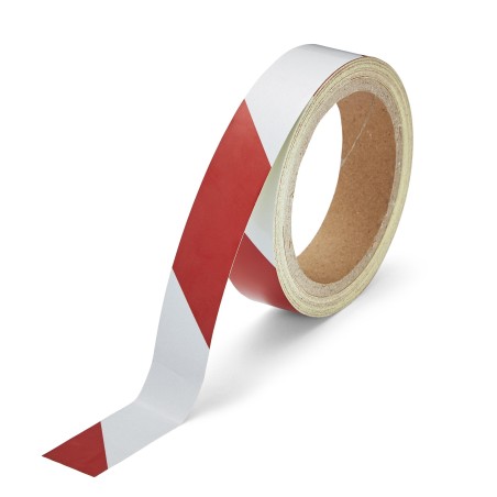 Bande adhésive réfléchissante 25 mm x 10 mètres rouge/blanc