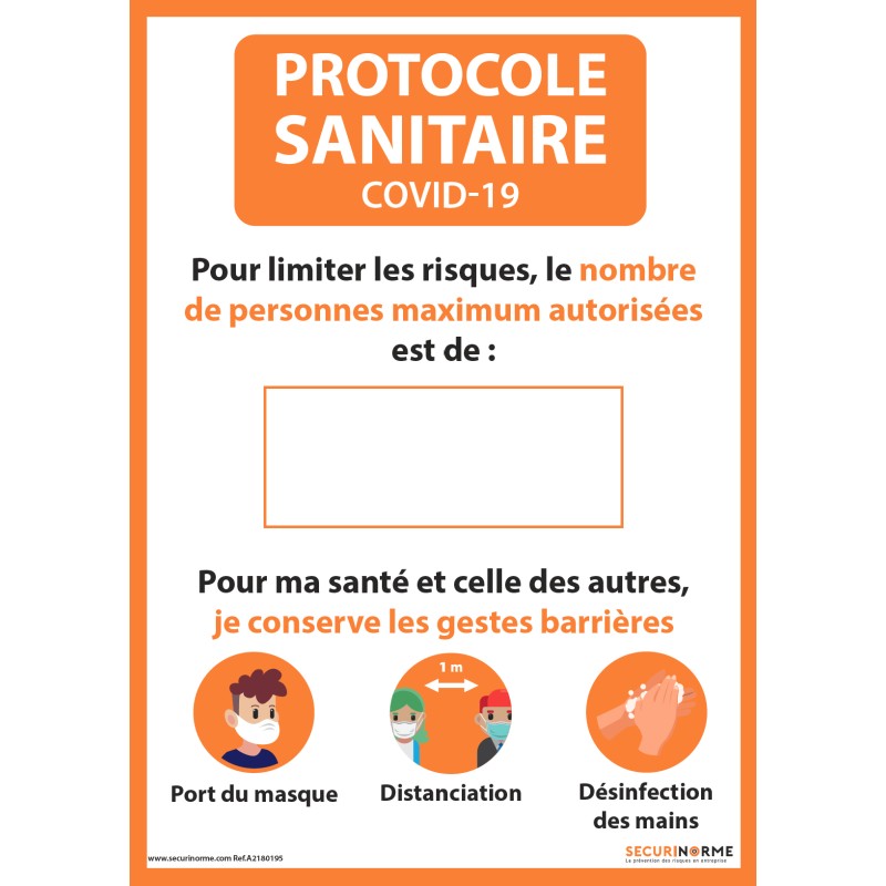 Affiche adhésive - Nombre de personnes maximum autorisées - A3 et A4 orange