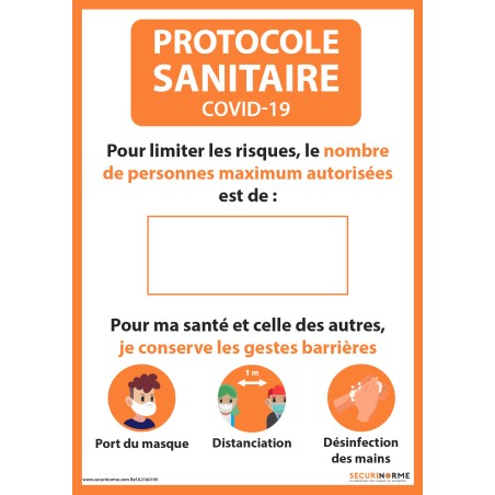 Affiche adhésive - Nombre de personnes maximum autorisées - A3 et A4 orange