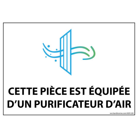 Panneau d'information - Cette pièce est équipée d'un purificateur d'air - 150 x 210 mm - Vinyle