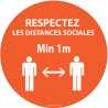 Panneau ou Autocollant de Signalétique - Respectez les Distances Sociales - Diamètre Multiple - Vinyle ou PVC
