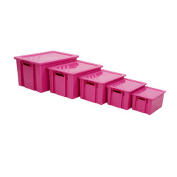 Lot de bacs empilables rose avec couvercles - 6 à 54 litres