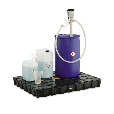 Bacs de rétention avec caillebotis - 25, 35, 60, 120 ou 250 litres