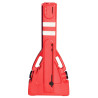 Barrière extensible - Rouge avec réfléchissants blancs, rangement intégré - 2200 mm - PVC