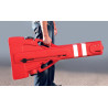 Barrière extensible - Rouge avec réfléchissants blancs, rangement intégré - 2200 mm - PVC