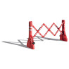 Barrière extensible - Rouge avec réfléchissants blancs, rangement intégré - 2200 mm - PVC