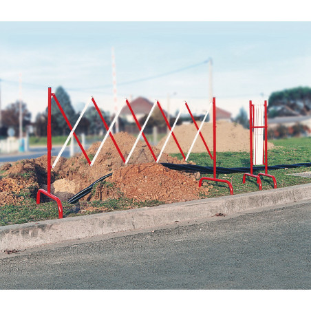 Barrière de chantier accordéon - Rouge et blanc