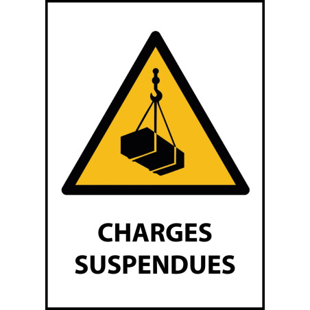 Panneau de Danger "Charges suspendues" Vinyle A5