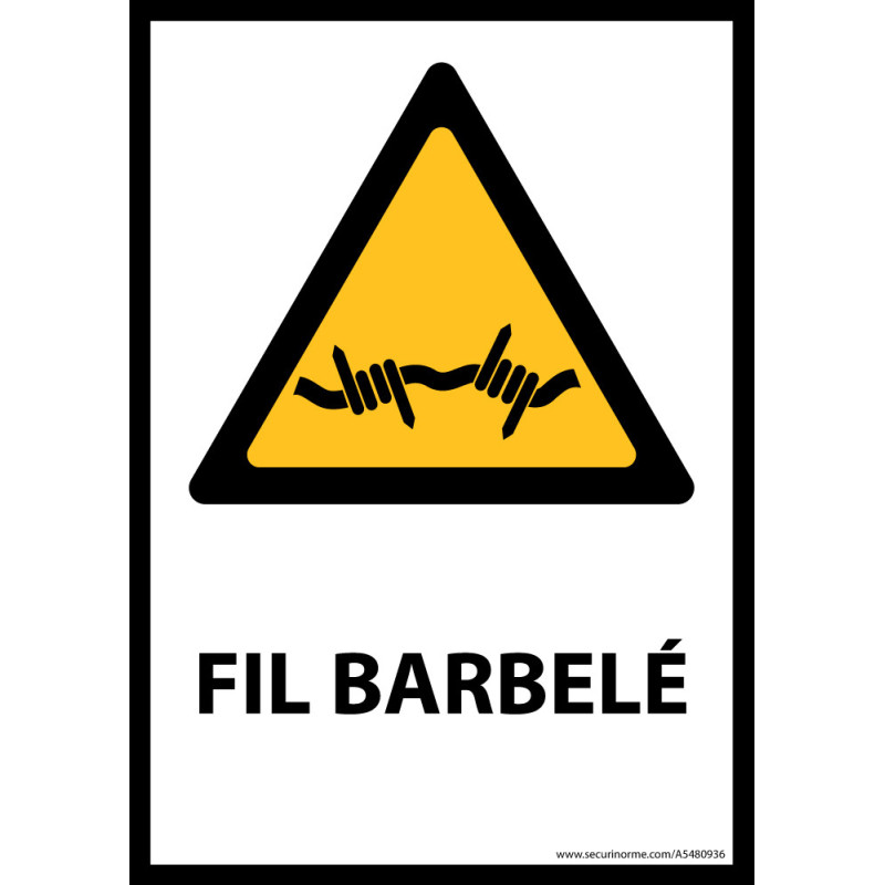 Panneau ISO EN 7010 - Fil barbelé - W033
