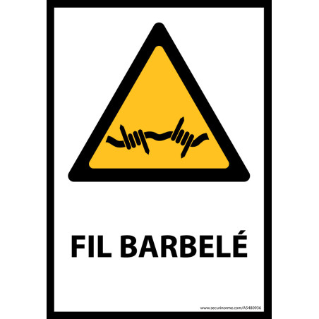 Panneau ISO EN 7010 - Fil barbelé - W033