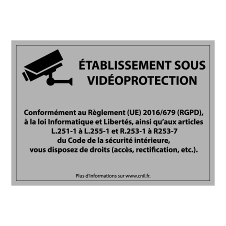 Panneau d'information - Etablissement sous Vidéoprotection