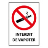 Panneau d'interdiction - Interdit de vapoter - ISO 7010  