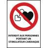 Panneau d'Interdiction "Interdit aux personnes portant un stimulateur cardiaque" Vinyle souple A5