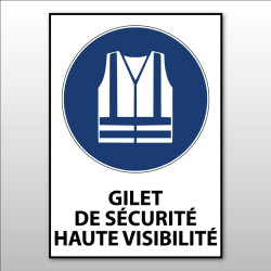 Panneau d'obligation ISO EN 7010 "Gilet de sécurité haute visibilité obligatoire" M015