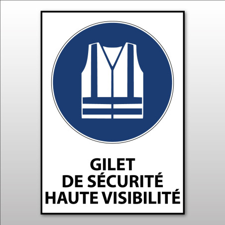 Panneau d'obligation ISO EN 7010 "Gilet de sécurité haute visibilité obligatoire" M015