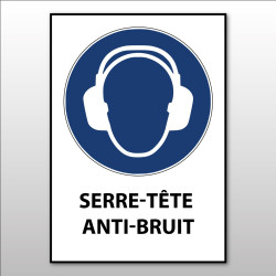 Panneau d'obligation ISO EN 7010 'Serre-tête anti-bruit obligatoire" M003