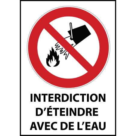 Panneau d'Interdiction "Interdiction d'éteindre avec de l'eau" Vinyle souple A5