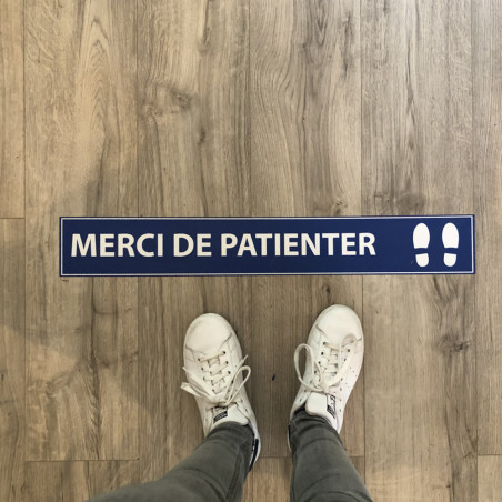 Adhésif de marquage au sol -Distances Sociales - Merci de patienter - 700x100mm