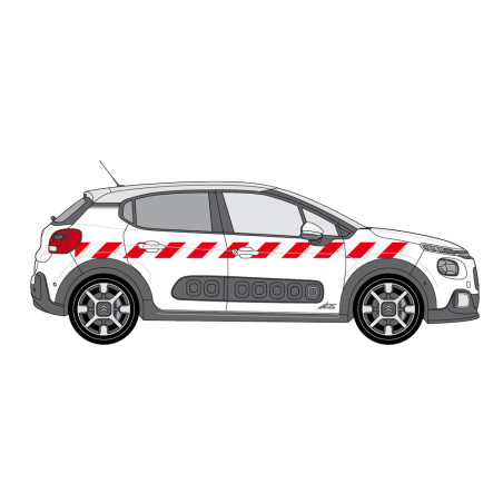 Kit adhésif de sécurité - Film rétroréfléchissant chevrons rouge/blanc pour véhicules - Classe A - Lot de 2