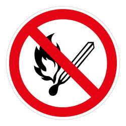 Panneau d'interdiction rond - Flammes nues interdites - P003 - ISO 7010