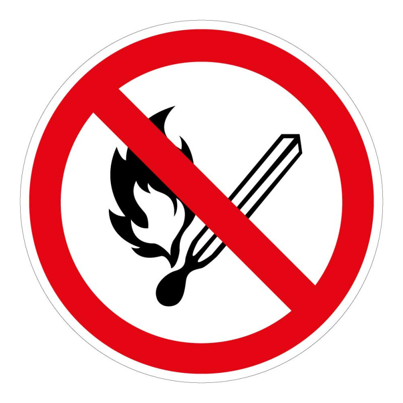 Panneau d'interdiction rond - Flammes nues interdites - P003 - ISO 7010