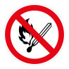 Panneau d'interdiction rond - Flammes nues interdites - P003 - ISO 7010