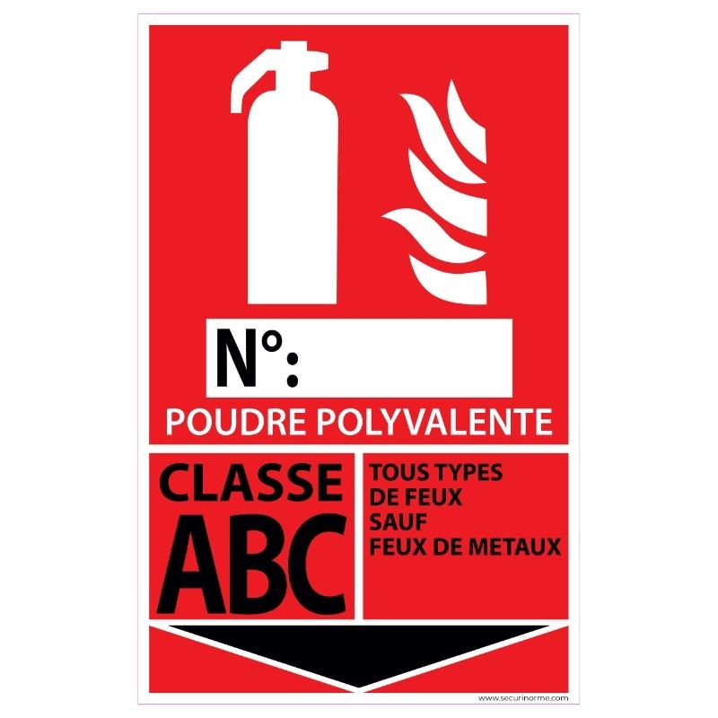 Signalétique extincteur à poudre plastifié A5