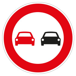 Panneau - Interdiction de dépasser tous les véhicules à moteur - Vinyle