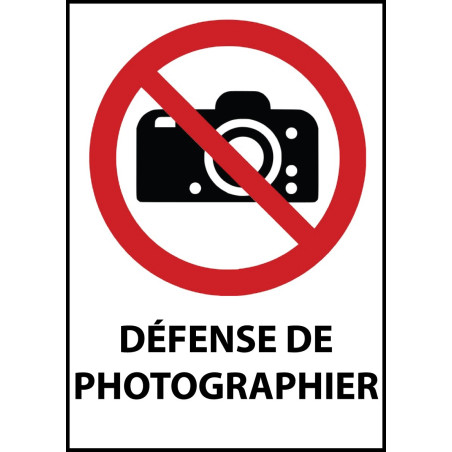 Panneau d'Interdiction "Interdiction de photographier" Vinyle souple A5