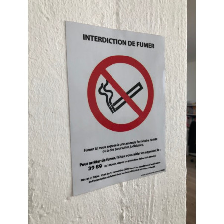 Panneau d'Interdiction "Interdiction de fumer" plastifié A5