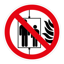 Panneau ISO 7010 P020 Ne pas utiliser l’ascenseur si incendie