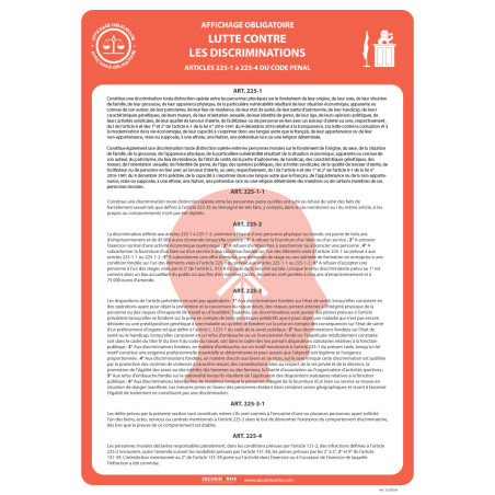Poster d'affichage "Lutte contre les discriminations"