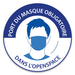 Panneau COVID 19 - Port du masque obligatoire dans l'openspace