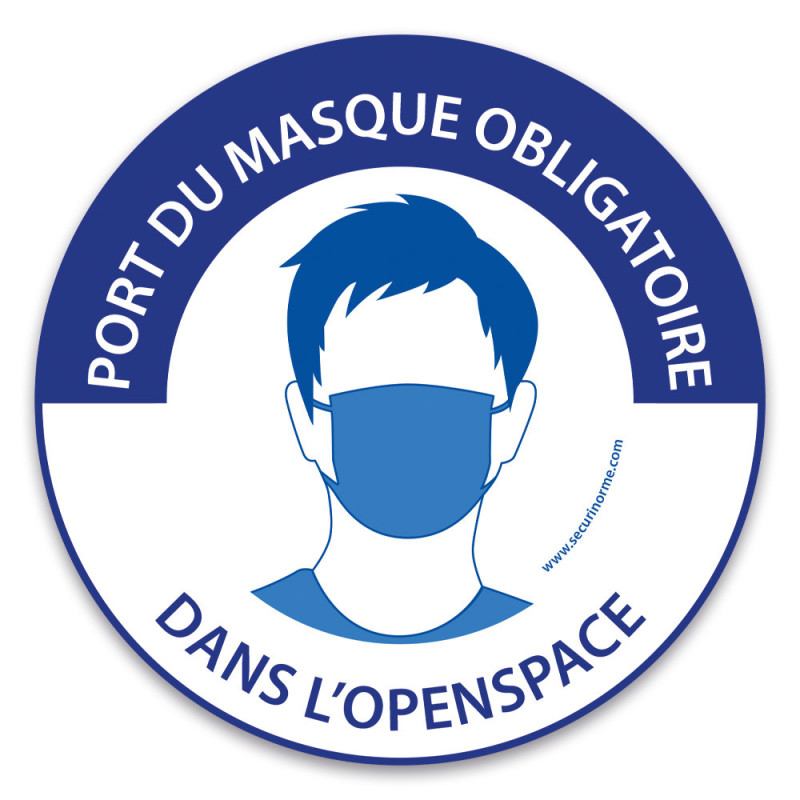 Panneau COVID 19 - Port du masque obligatoire dans l'openspace