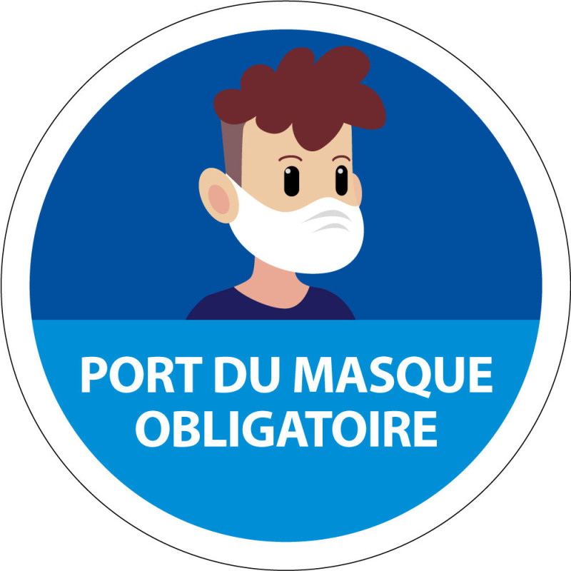 Panneau COVID 19 - Port du masque obligatoire Young - Rond