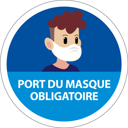 Panneau COVID 19 - Port du masque obligatoire Young - Rond