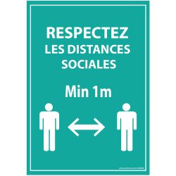 Panneau ou Autocollant - Respectez les distances sociales