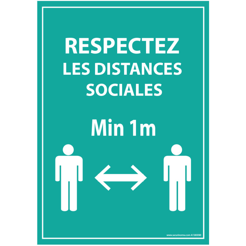 Panneau ou Autocollant - Respectez les distances sociales