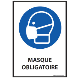 Panneau - Masque obligatoire - M016  ISO EN 7010 - format portrait