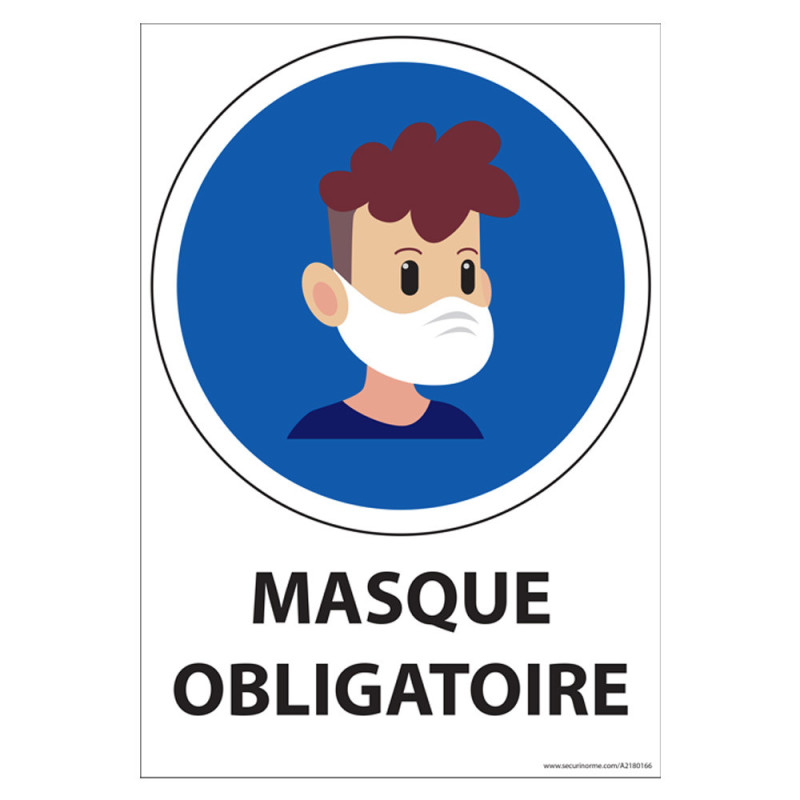 Panneau COVID 19 - Port du masque obligatoire Jeune - A4 - A5