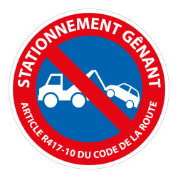 Panneau prescription B6a1 - Stationnement Gênant