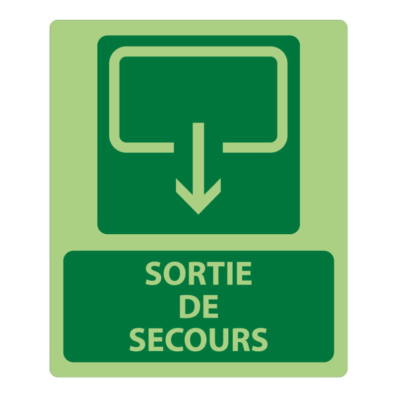 Panneau sécurité - Sortie de Secours 300x250mm - Photoluminescent