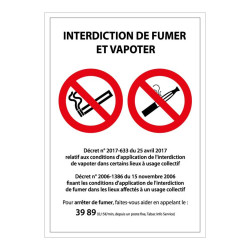 Panneau signalétique - Interdiction de fumer et vapoter - ISO 7010