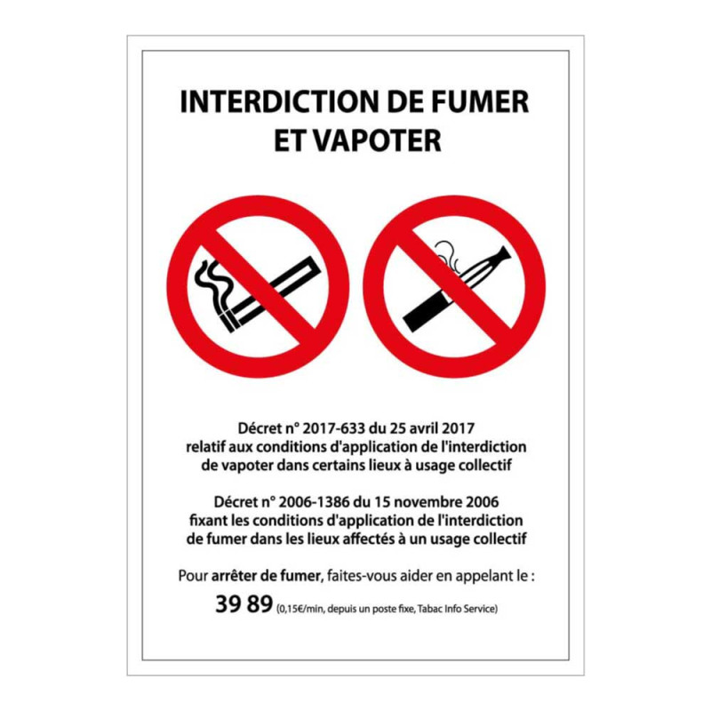 Panneau signalétique - Interdiction de fumer et vapoter - ISO 7010