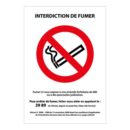 Panneau signalétique - Interdiction de fumer - P002 - ISO 7010