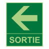 Panneau sortie photoluminescent - Flèche gauche - 300x250 mm