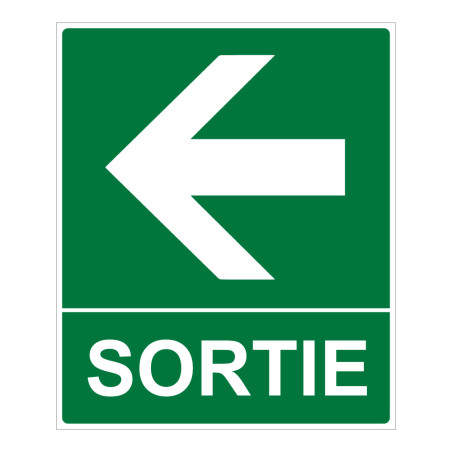 Panneau sortie photoluminescent - Flèche gauche - 300x250 mm
