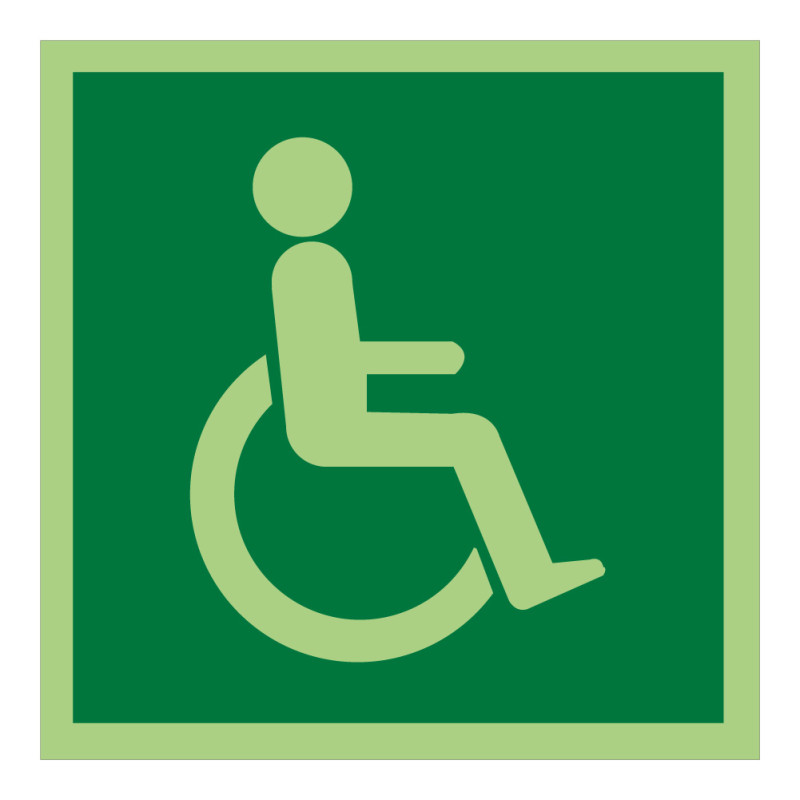 Panneau - Symbole Handicapé 150x150 mm - Photoluminescent