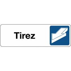 Panneau adhésif signalétique - Tirez avec pictogramme flèche - Usage intérieur/extérieur