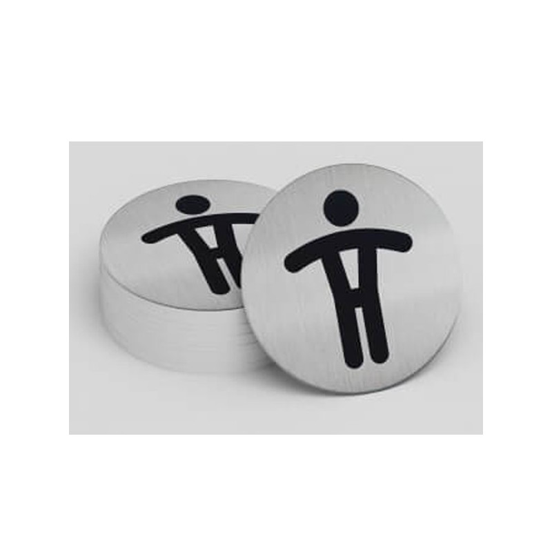 Plaque adhésive - Toilettes Messieurs - 83 mm - Acier
